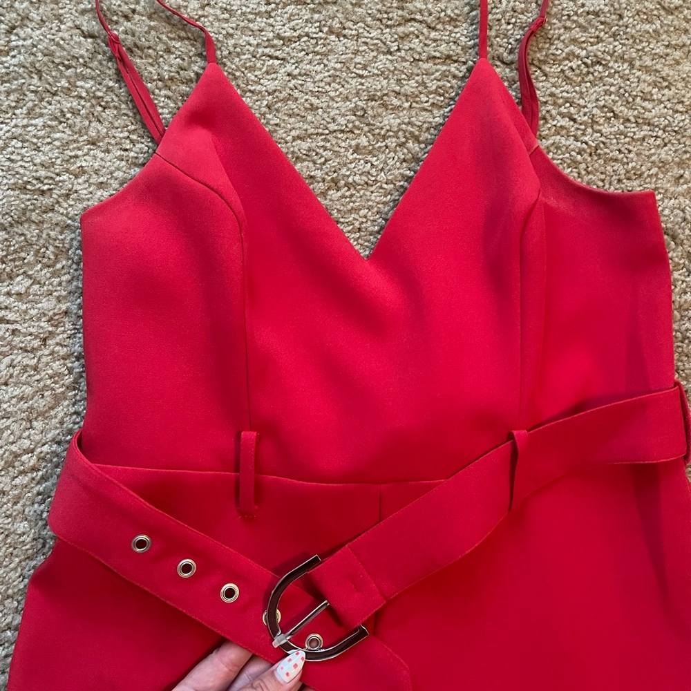 Red Express Jumpsuit With Belt - Picture 4 of 6